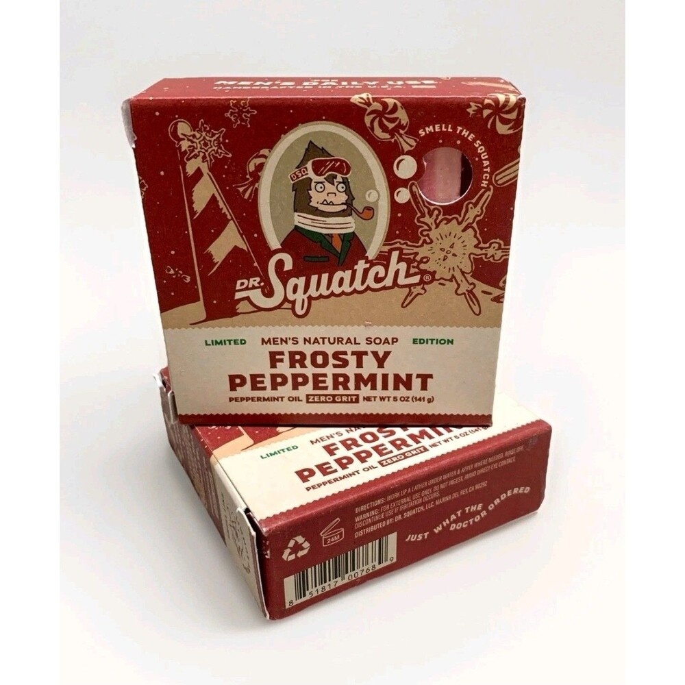 NEW X2 Dr. Squatch Men's Limited Edition Frosty Peppermint Natural Soap Bars